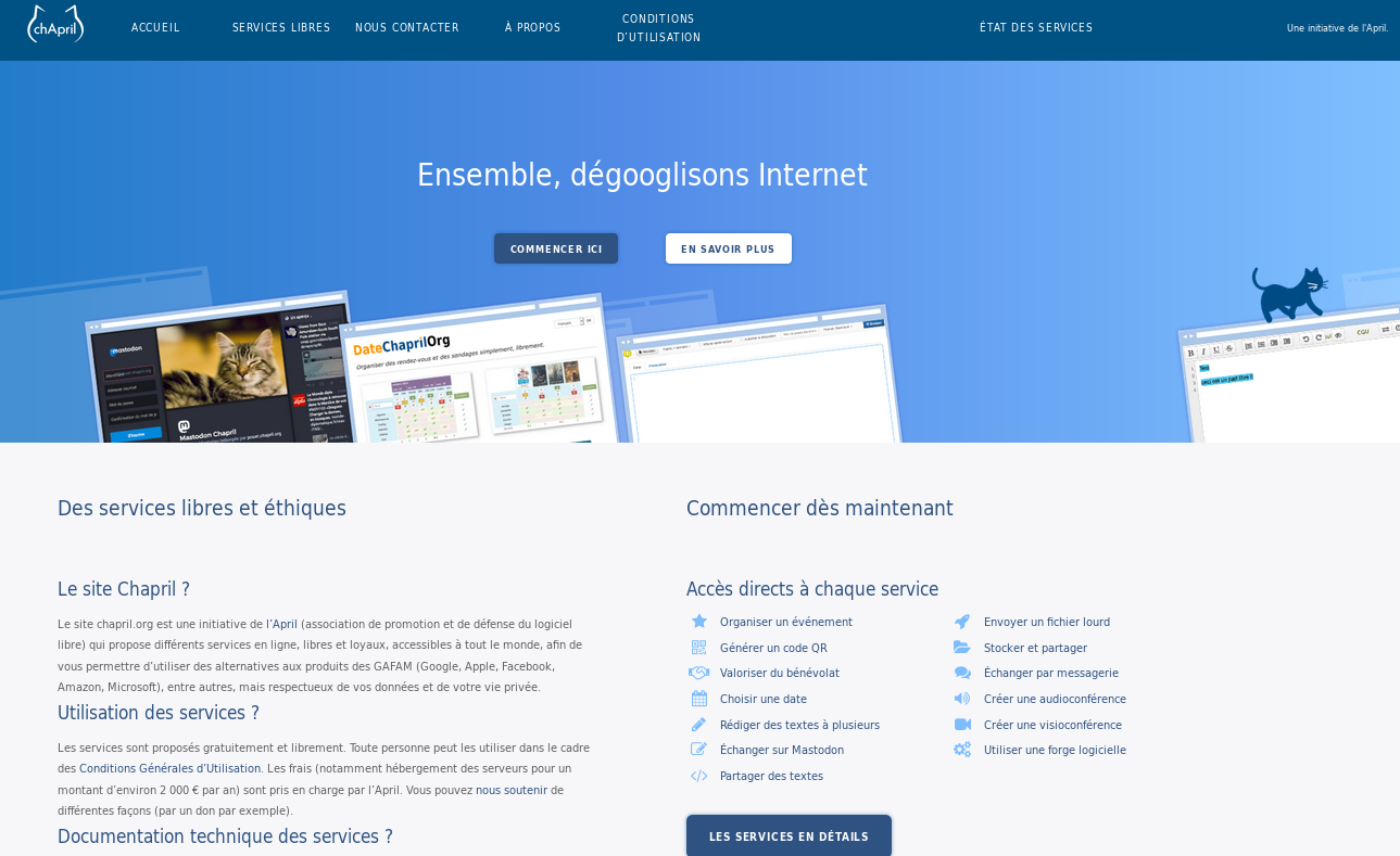 Page d'accueil du site Chapril