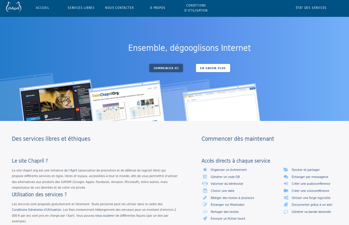 Page d'accueil du site Chapril